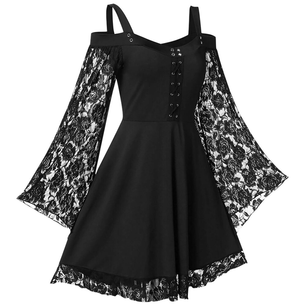 1031 Gothic Punk Steampunk Victorian Off Shoulder Corset Dress - Plus Size